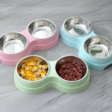 Double Pet Bowls – Stainless Steel Food & Water Feeder for Cats & Small Dogs